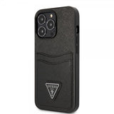 Guess iPhone 13 Pro Deksel Saffiano Double Cardslot Svart