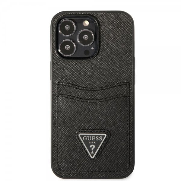 Guess iPhone 13 Pro Deksel Saffiano Double Cardslot Svart