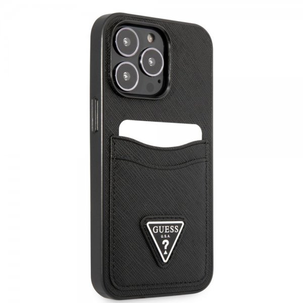 Guess iPhone 13 Pro Deksel Saffiano Double Cardslot Svart