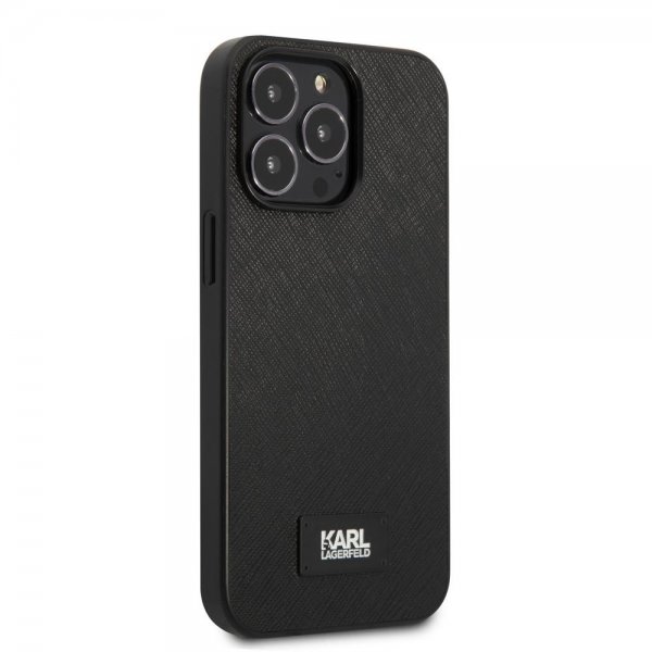 Karl Lagerfeld iPhone 13 Pro Deksel Saffiano Metal Plaque Svart