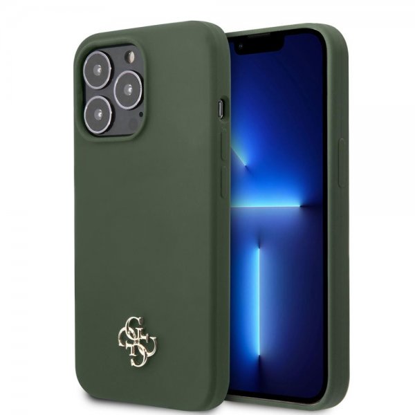 Guess iPhone 13 Pro Deksel Silicone Metal Logo 4G Grønn