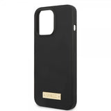 Guess iPhone 13 Pro Deksel Silicone Metal Plate MagSafe Svart