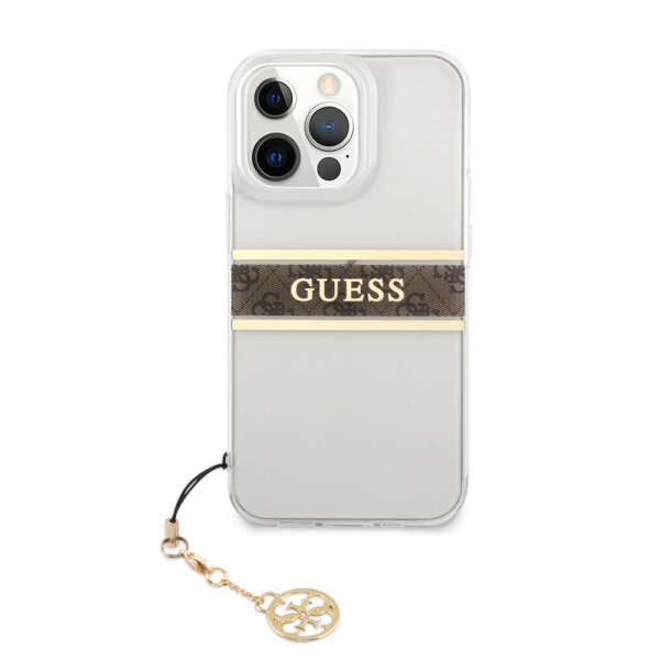 Guess iPhone 13 Pro Deksel Stripe Charm Brun