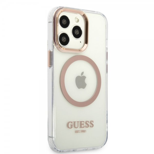 Guess iPhone 13 Pro Deksel Transparent MagSafe Gull Transparent
