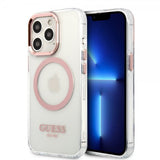 Guess iPhone 13 Pro Deksel Transparent MagSafe Rosa Transparent