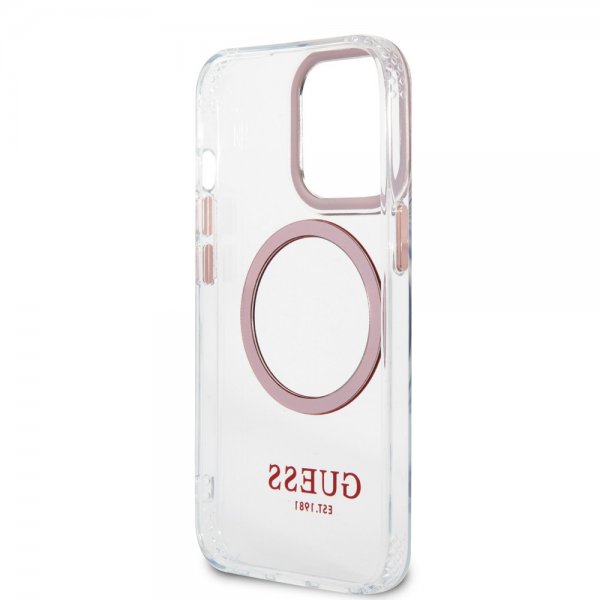 Guess iPhone 13 Pro Deksel Transparent MagSafe Rosa Transparent