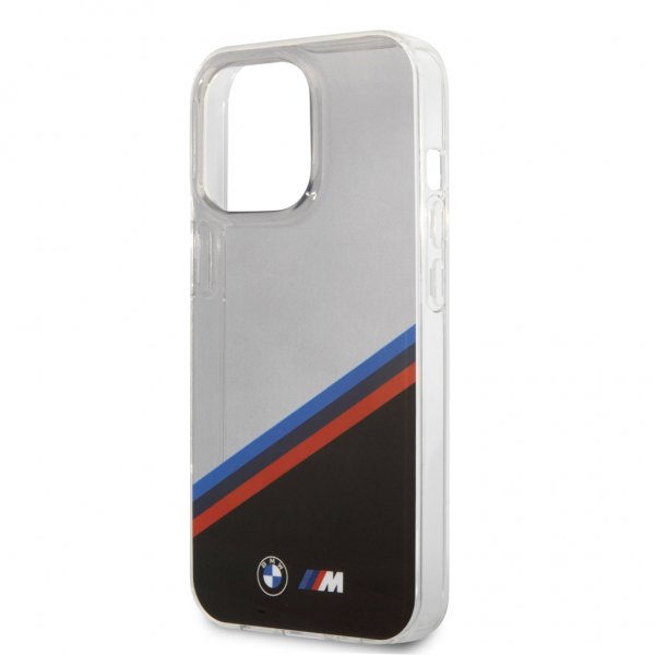 BMW iPhone 13 Pro Deksel Tricolor Stripe Transparent Svart