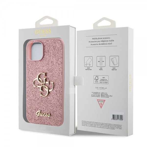 Guess iPhone 13 Deksel Fixed Glitter Rosa