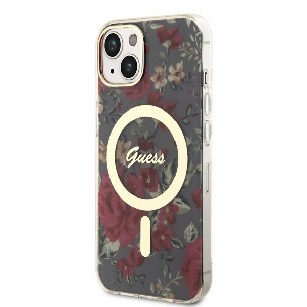 Guess iPhone 13 Deksel Flower MagSafe Kaki