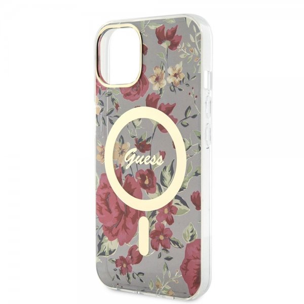Guess iPhone 13 Deksel Flower MagSafe Kaki