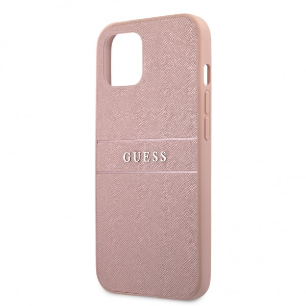 Guess iPhone 13 Deksel Hot Stamp Metal Logo Rosa