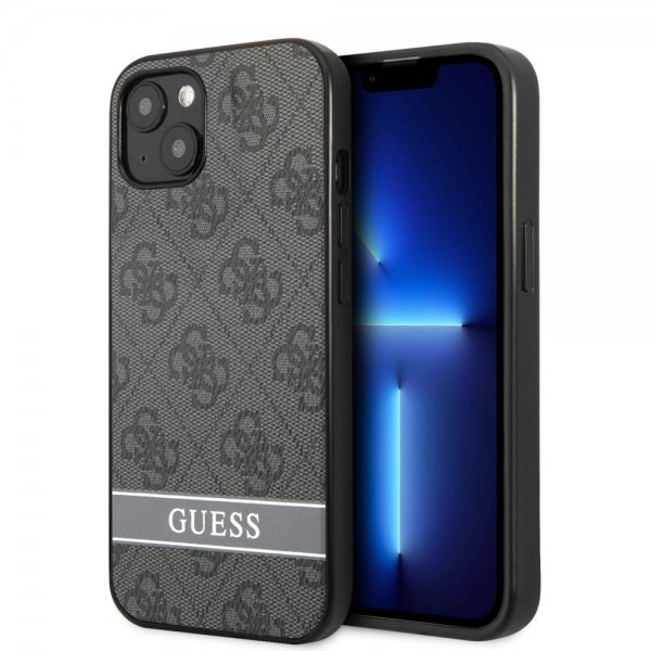 Guess iPhone 13 Deksel Printed Stripe Bottom Grå