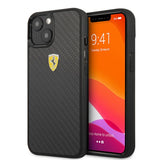 Ferrari iPhone 13 Deksel Real Carbon Metal Logo Svart