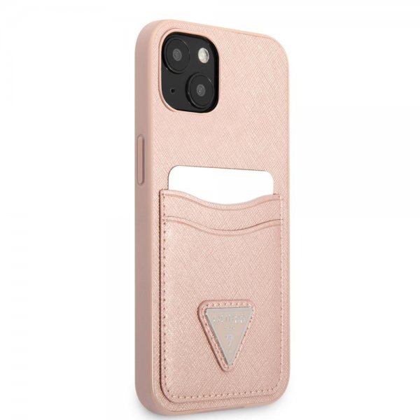 Guess iPhone 13 Deksel Saffiano Double Cardslot Rosa