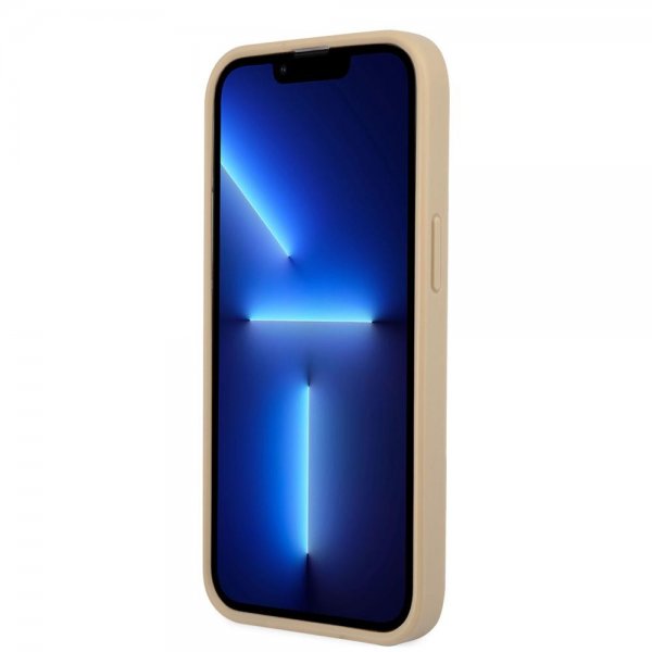 Guess iPhone 13 Deksel Saffiano Metal Triangle Beige