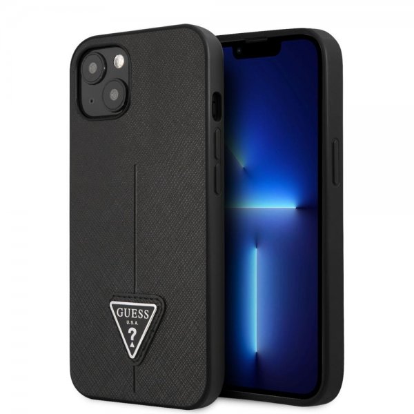 Guess iPhone 13 Deksel Saffiano Metal Triangle Svart