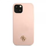 Guess iPhone 13 Deksel Silicone Metal Logo 4G Light Pink