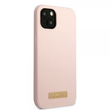 Guess iPhone 13 Deksel Silicone Metal Plate MagSafe Rosa