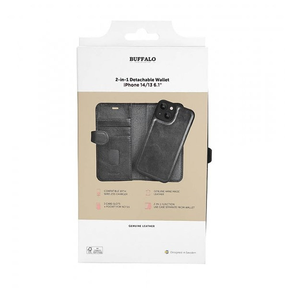 Buffalo iPhone 13/14/15 Etui 2-in-1 Detachable Wallet Svart