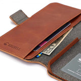 Krusell iPhone 14 Etui Leather PhoneWallet Cognac