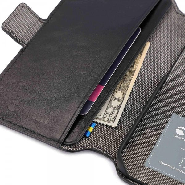 Krusell iPhone 14 Etui Leather PhoneWallet Svart