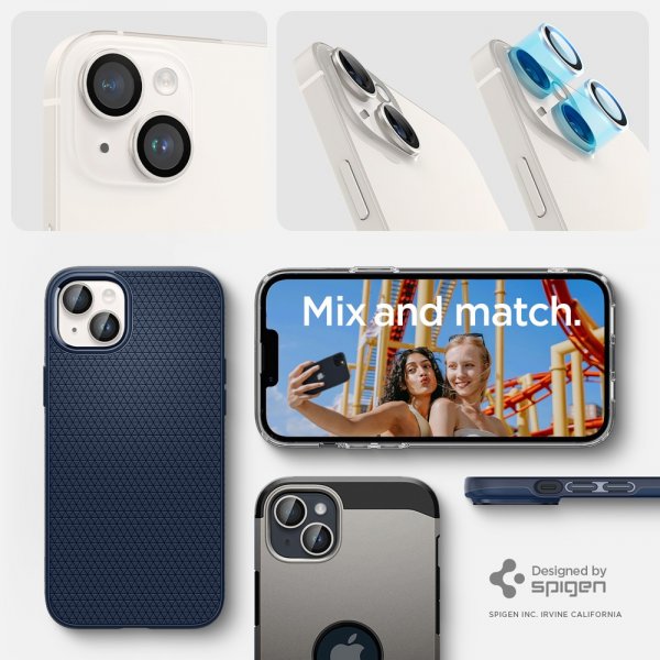 Spigen iPhone 14/iPhone 14 Plus Kamerabeskytter GLAS.tR EZ Fit Optik Pro Starlight 2-pakning