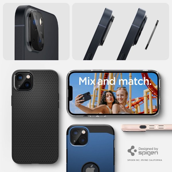 Spigen iPhone 14/iPhone 14 Plus Kamerabeskytter Glas.tR Optik 2-pakning Svart