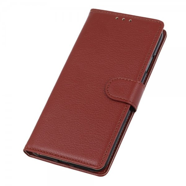 iPhone 14 Plus Etui Litchi Brun