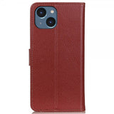 iPhone 14 Plus Etui Litchi Brun