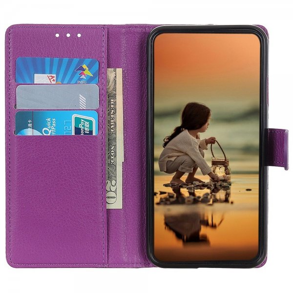 iPhone 14 Plus Etui Litchi Lilla