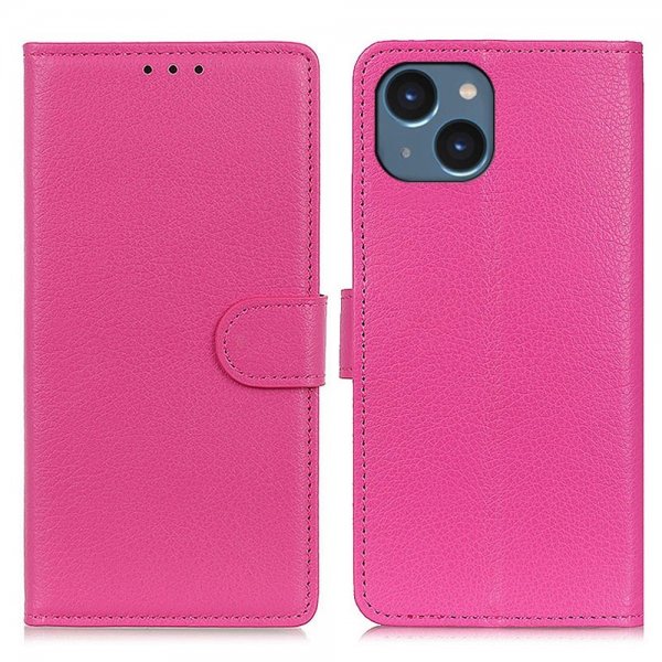 iPhone 14 Plus Etui Litchi Magenta