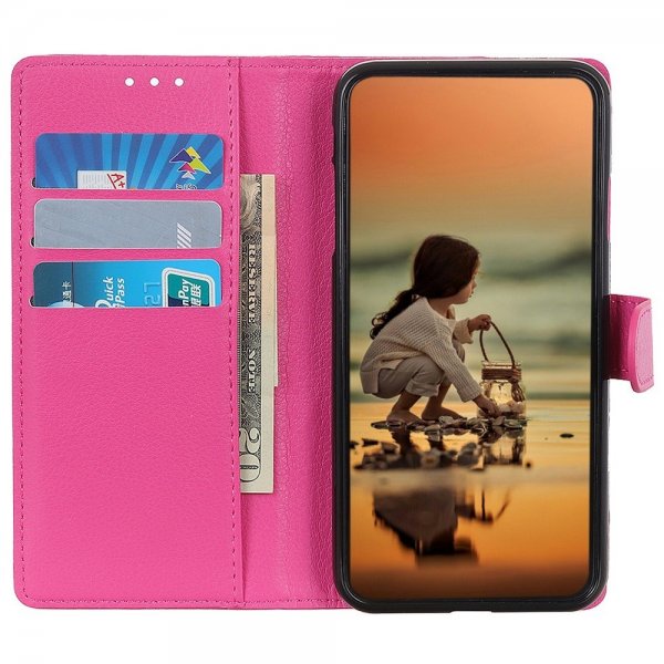 iPhone 14 Plus Etui Litchi Magenta