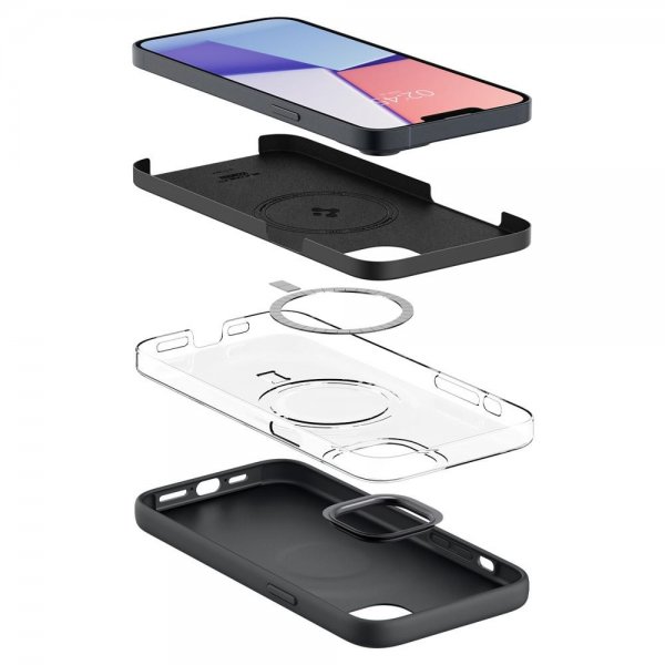 Spigen iPhone 14 Plus Deksel Silicone Fit MagFit Svart