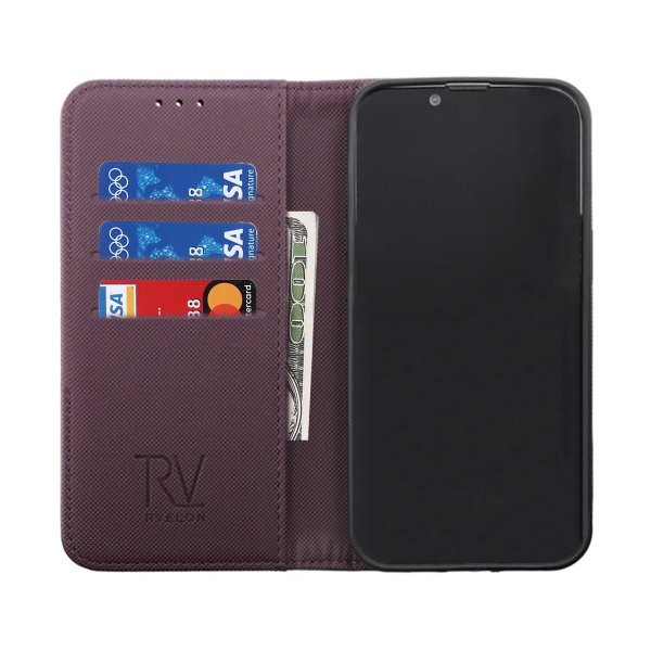 Rvelon iPhone 14 Etui Utbrettbar Kortlomme Lilla