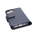 Rvelon iPhone 14 Etui Ekte skinn Kortlommer Blå