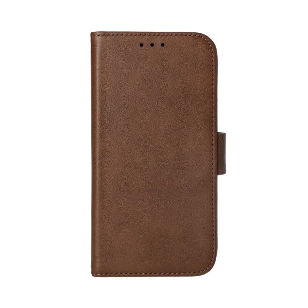 Rvelon iPhone 14 Etui Ekte skinn Kortlommer Brun