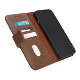 Rvelon iPhone 14 Etui Ekte skinn Kortlommer Brun