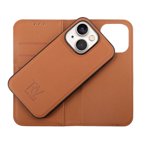 Rvelon iPhone 14 Etui Detachable Wallet Case Brun