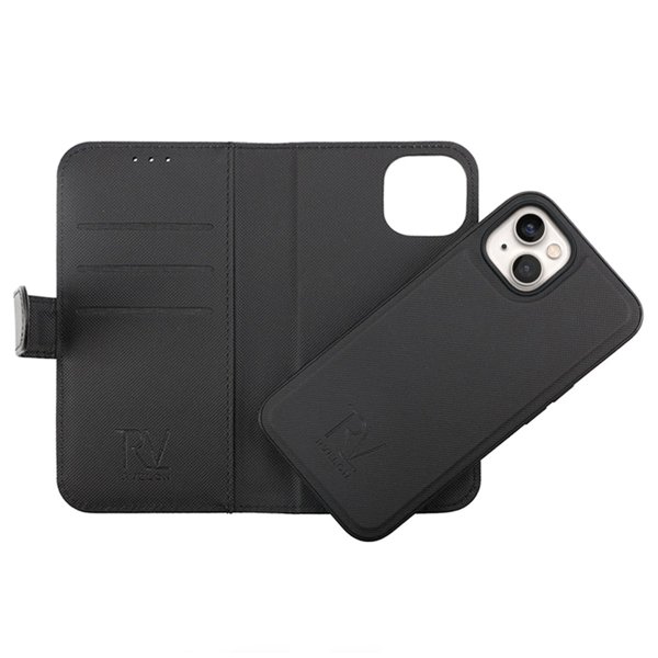 Rvelon iPhone 14 Etui Detachable Wallet Case Svart