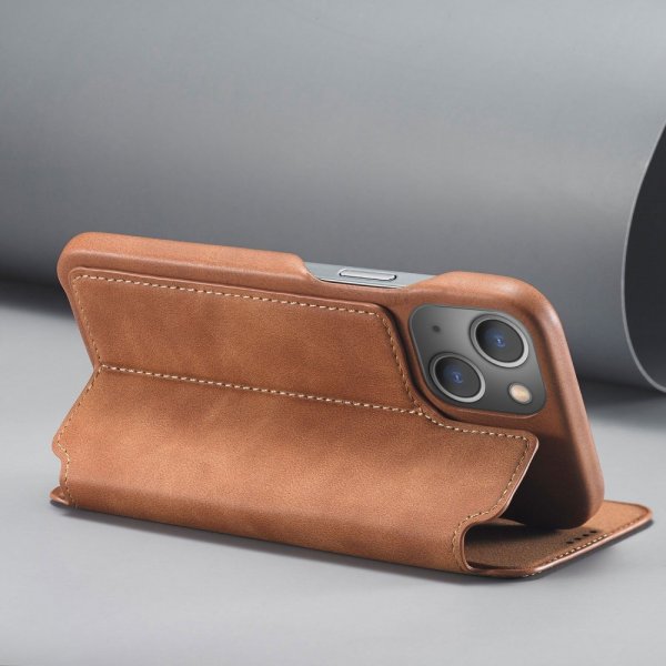 Lc.Imeeke iPhone 14 Plus Etui Flip Lysebrun