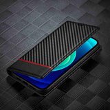 Lc.Imeeke iPhone 14 Plus Etui Karbonfibertekstur Rød Stripe Horizontal