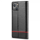 Lc.Imeeke iPhone 14 Plus Etui Karbonfibertekstur Rød Stripe Horizontal