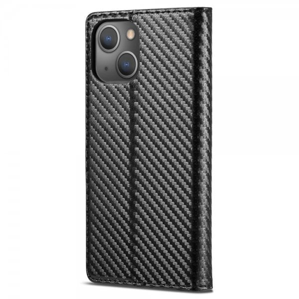 Lc.Imeeke iPhone 14 Plus Etui Karbonfibertekstur Rød Stripe Vertical