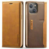 Lc.Imeeke iPhone 14 Plus Etui Kortlomme Utside Brun