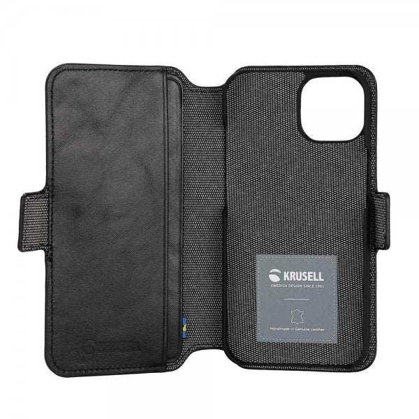 Krusell iPhone 14 Plus Etui Leather PhoneWallet Svart