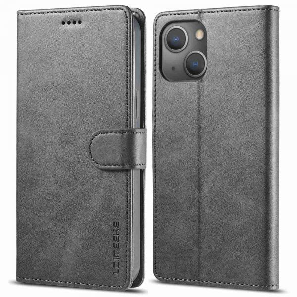 Lc.Imeeke iPhone 14 Plus Etui med Kortlomme stativfunksjon Grå