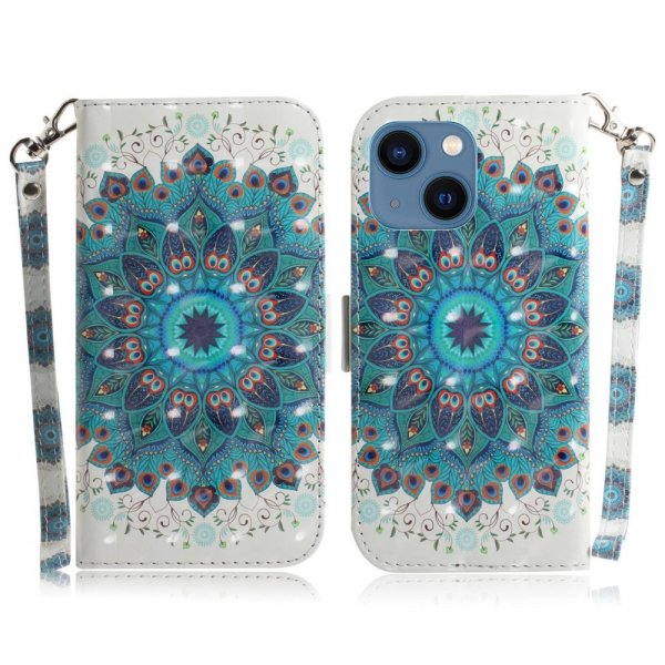iPhone 14 Plus Etui Motiv Blå Mandala