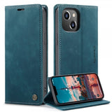 CaseMe iPhone 14 Plus Etui Retro Flip Petrol