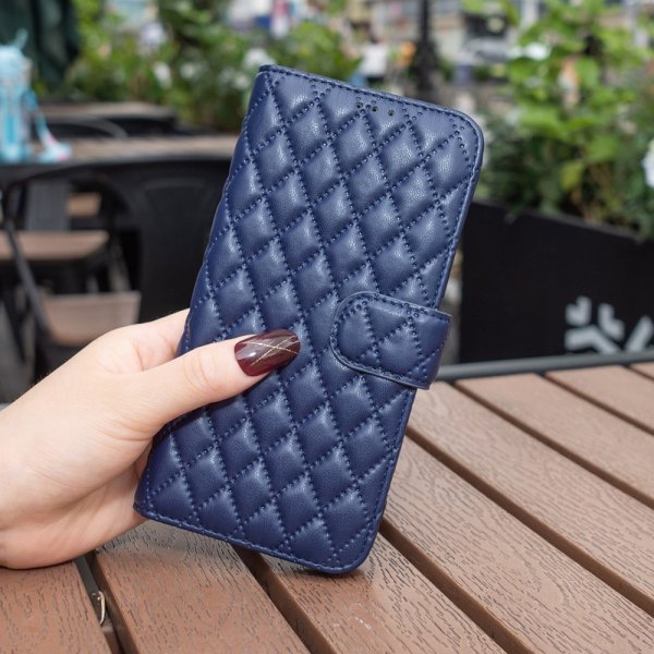 iPhone 14 Plus Etui Rombemønster Blå