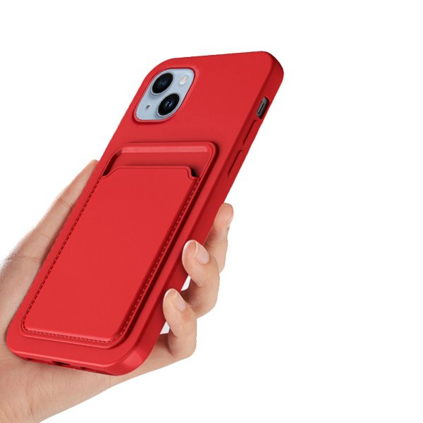 iPhone 14 Plus Deksel Kortholder Rød